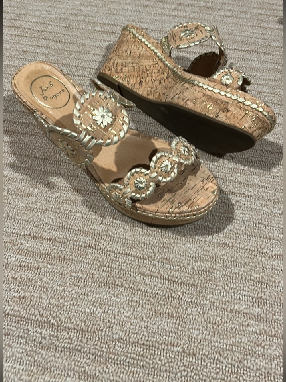 Jack Rogers Cork Wedge Sandals in Natural 9